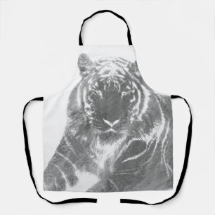 Black and White Tiger Apron