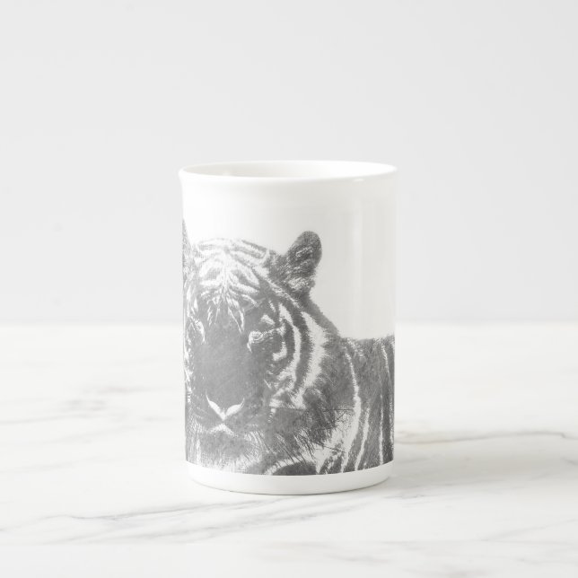 Black and White Tiger Bone China Mug (Front)