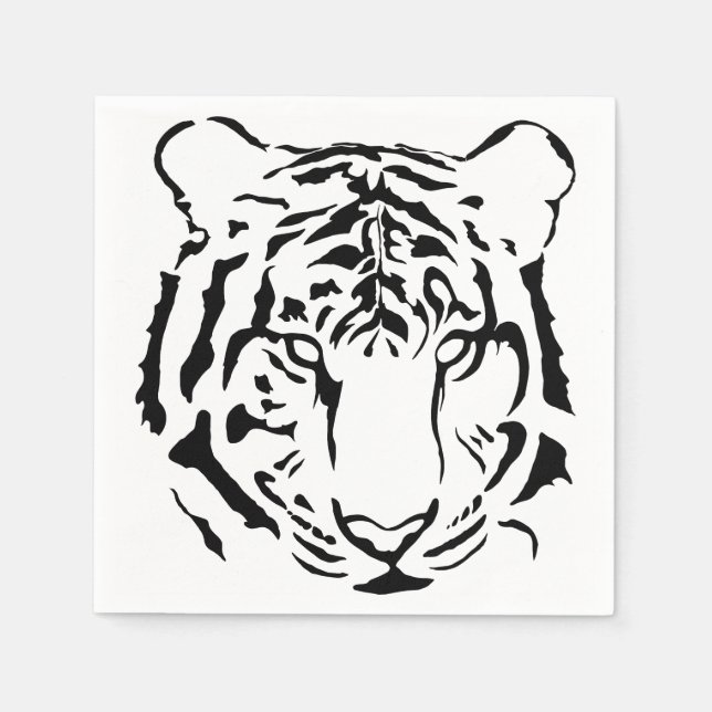 Black and White Tiger Cocktail Napkins (Front)
