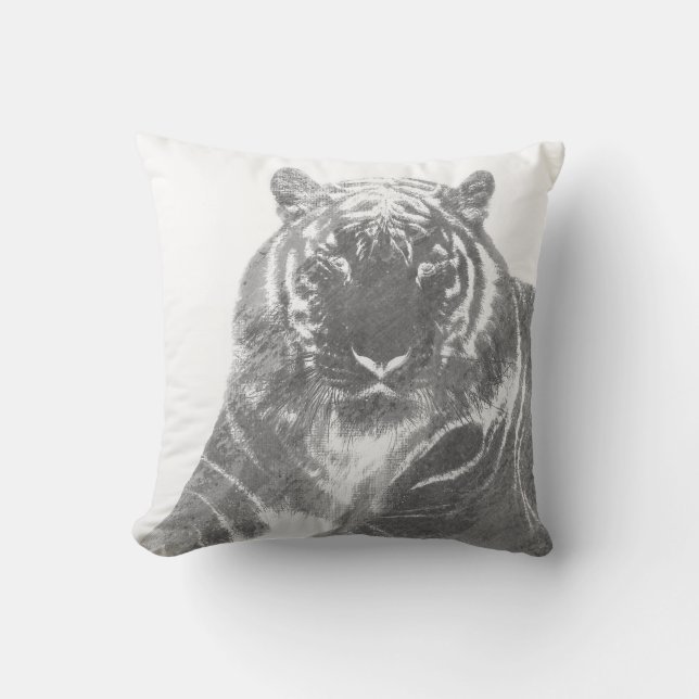 Black and White Tiger Cushion (Front)