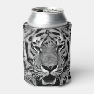 Black and White Tiger Face Can Cooler