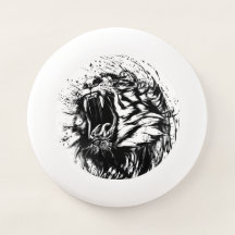 BLACK AND WHITE TIGER FRISBEE