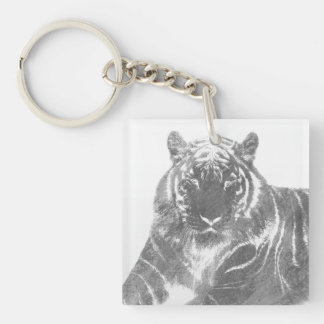 Black and White Tiger Key Ring