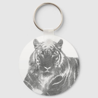 Black and White Tiger Key Ring