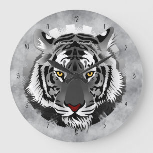 Black And White Tiger Large Clock