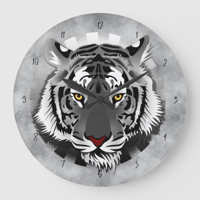 Black And White Tiger Large Clock (Front)