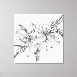 Black and White Tiger Lily Canvas Print