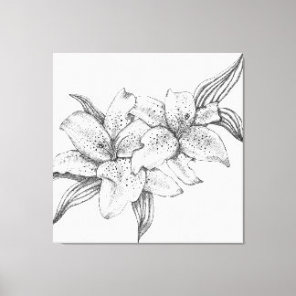 Black and White Tiger Lily Canvas Print