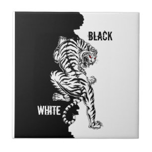 Black and white tiger luggage tag trifold wallet l tile
