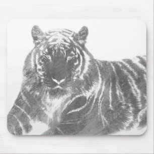 Black and White Tiger Mouse Mat