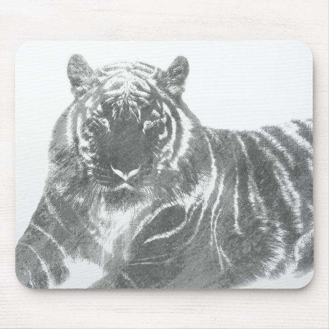 Black and White Tiger Mouse Mat (Front)