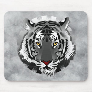Black And White Tiger Mouse Mat