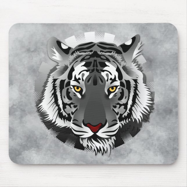Black And White Tiger Mouse Mat (Front)
