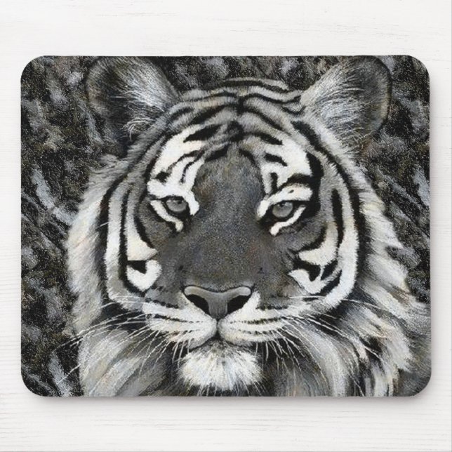 Black and White Tiger Mousepad (Front)