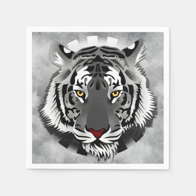 Black And White Tiger Napkin (Front)