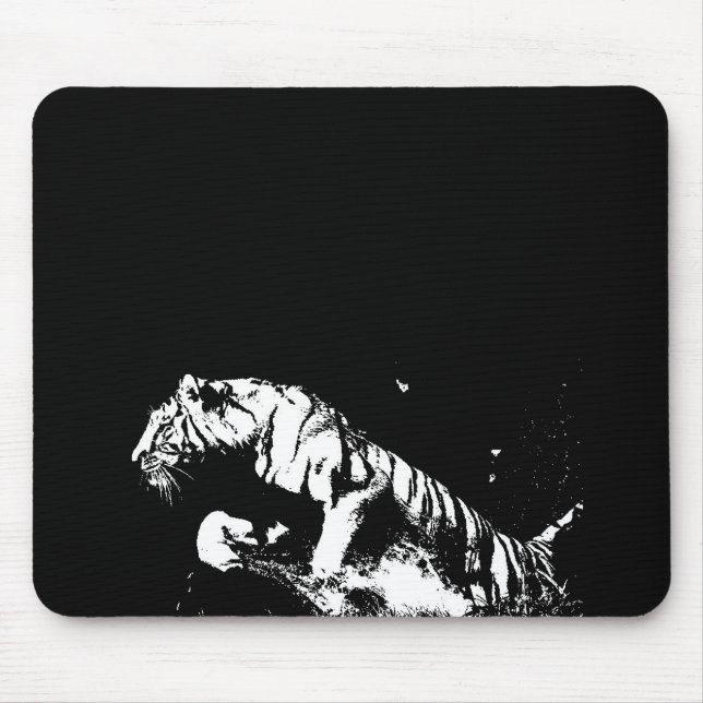 Black and White Tiger Pop Art Mousepad (Front)