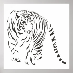 Black And White Tiger Poster
