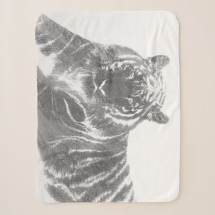Black and White Tiger Sherpa Blanket