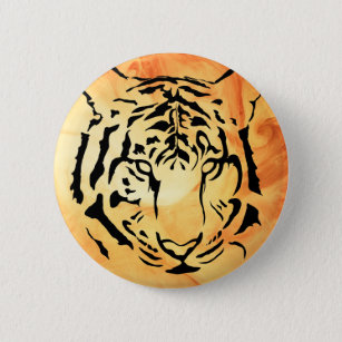 Black and White Tiger Silhouette 6 Cm Round Badge