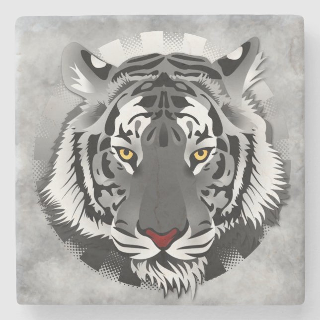 Black And White Tiger Stone Coaster (Front)