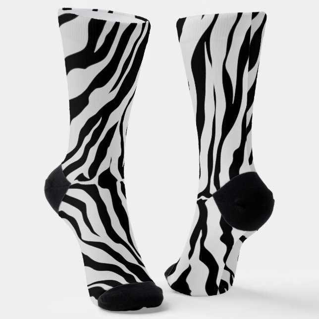 Black And White Tiger Stripes Animal Print  Socks (Angled)