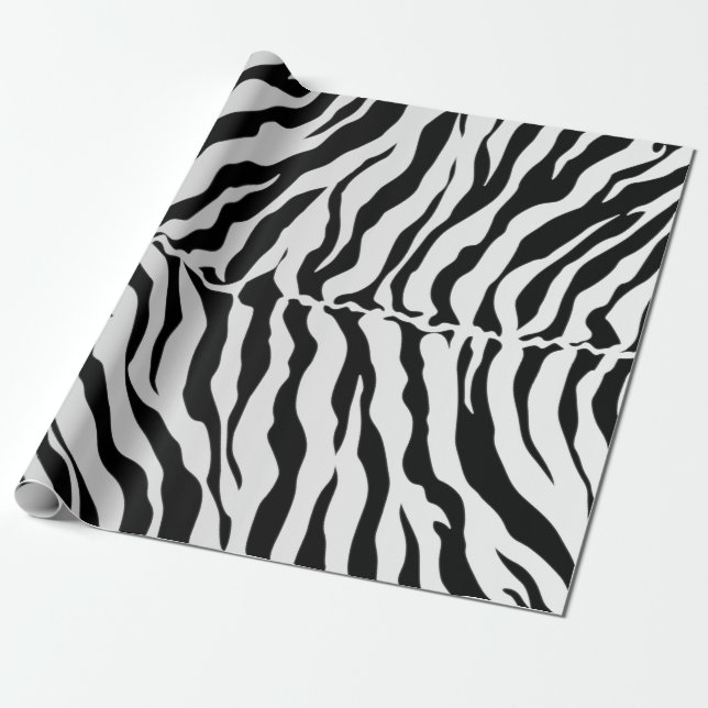 Black And White Tiger Stripes Animal Print Wrapping Paper (Unrolled)