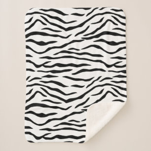 Black and White Tiger Stripes Sherpa Blanket