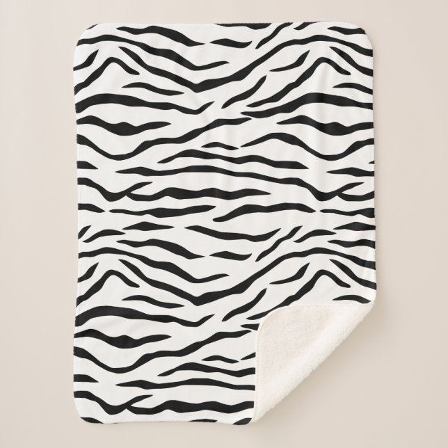 Black and White Tiger Stripes Sherpa Blanket (Front)