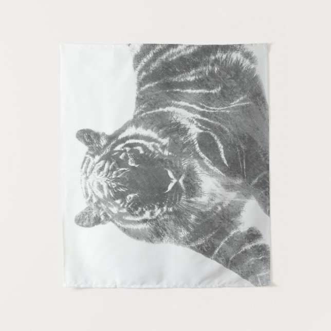 Black and White Tiger Tapestry (Front)