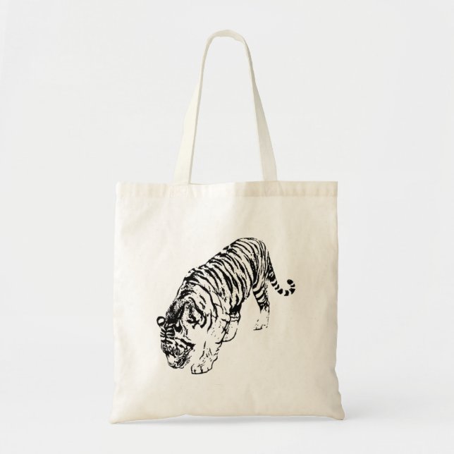 Black and White Tiger Tote Bag (Front)