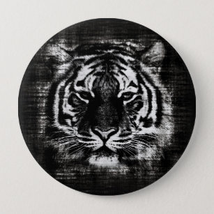 Black and White Tiger Vintage Button