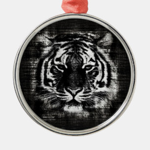 Black and White Tiger Vintage Ornaments