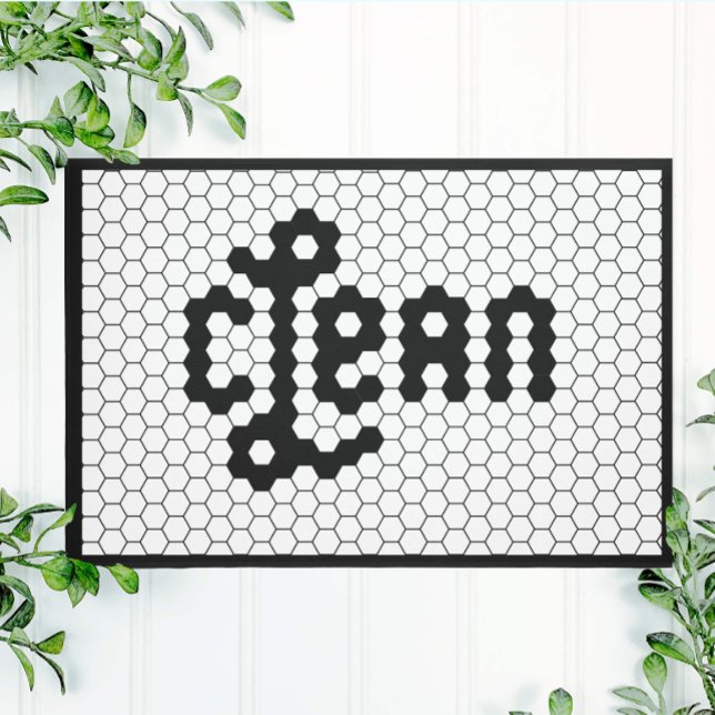 Black and White Tile Design Clean Laundry Room Doormat (Creator Uploaded)