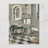 Black and White Tiled French Bathroom