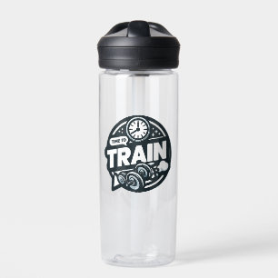 Black and White Time To Train Water Bottle