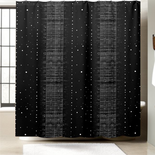 Black and White Tiny Particle Shower Curtain (Creator Uploaded)