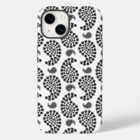 Black And White Tiny Paw Print Paisley Pattern