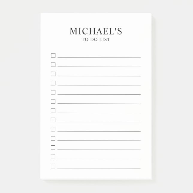 Black and White  To Do List Post-it Notes (Front)