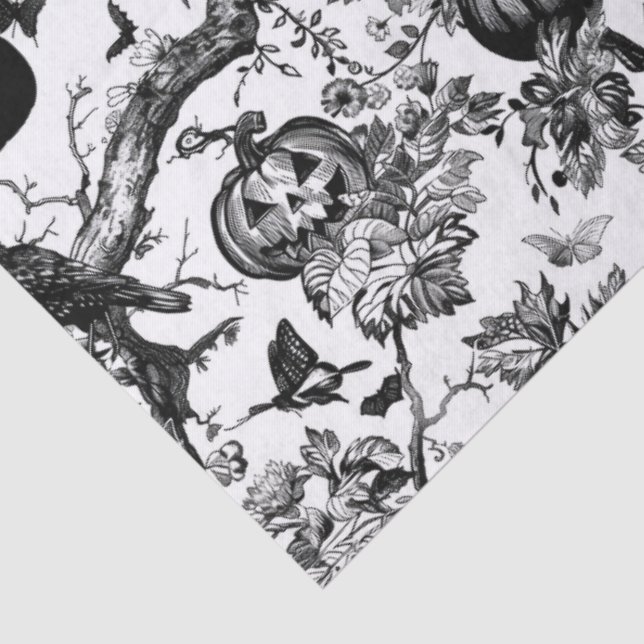 Black and White Toile Halloween  Tissue Paper (Detail)