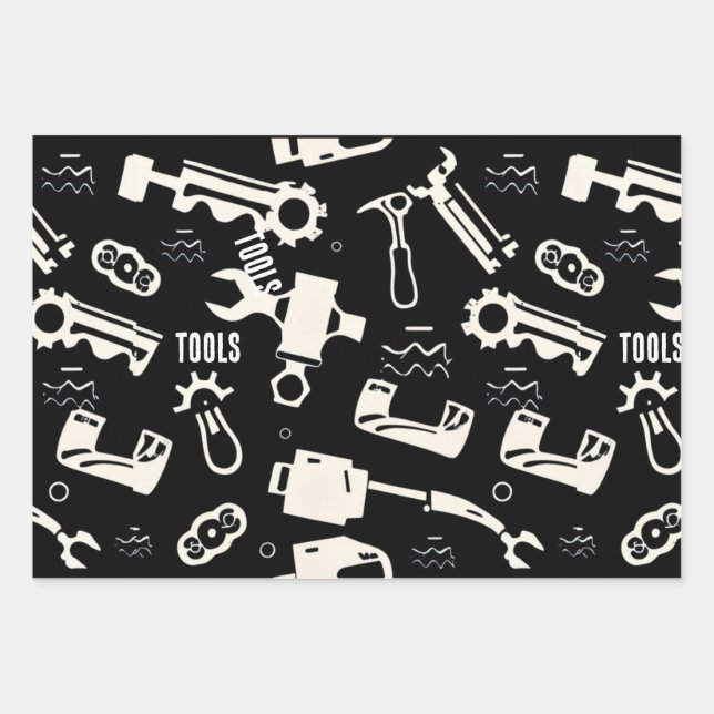 black and white tools heavy duty wrapping paper (Front)