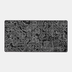 black and white topographic desk pad mat xxl