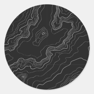 Black and white topography map classic round sticker