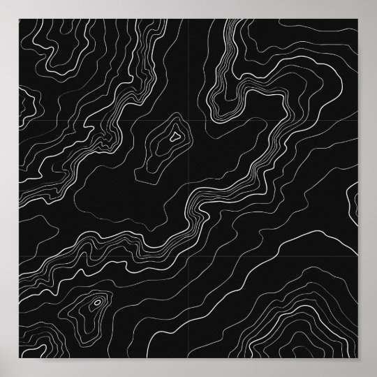 Black and white topography map poster | Zazzle.co.uk