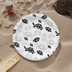 Black and White Tortoise Paper Plate