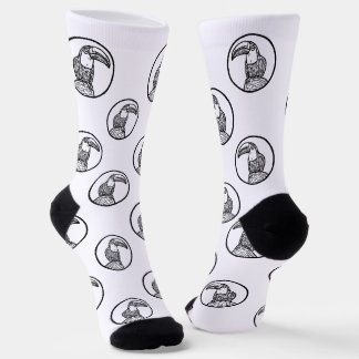 Black and White Toucan Doodle Crew Socks