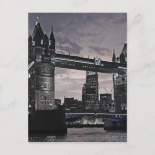 Black and White Tower Bridge London River Thames Postcard