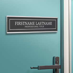 Black and White Traditional Border Name Title Door Sign