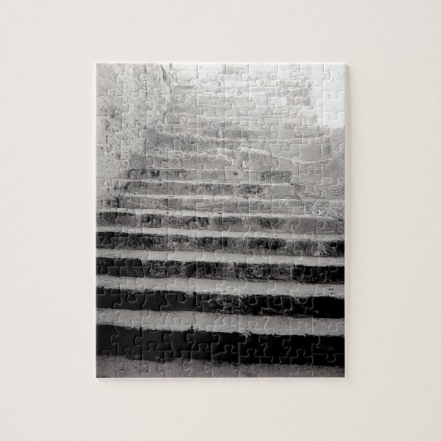 Black and white Travel Photograph Stone Stairway Jigsaw Puzzle (Vertical)