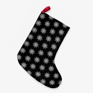 Black and White Treble Clef Snowflake Pattern Small Christmas Stocking