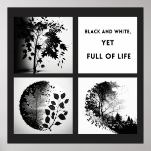 Black and White Tree and Leaf Set -original poster